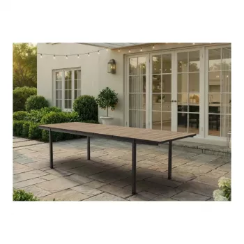Masă de grădină extensibilă KETER Deco Porto Nova Extendable 200-280, aspect lemn de frasin/negru