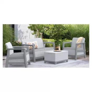Set de mobilier de grădină KETER Scandi Linea 2 locuri gri deschis/gri oțel închis
