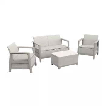 Set de mobilier de grădină KETER Scandi Linea 2 locuri gri pietriș/bej deschis
