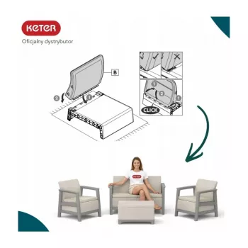 Set de mobilier de grădină KETER Scandi Linea 2 locuri gri pietriș/bej deschis