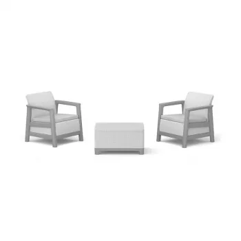 Set de mobilier de grădină KETER Scandi Linea pentru balcon, gri deschis/gri oțel închis