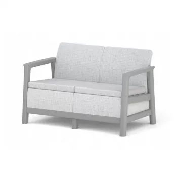 KETER Garden sofa two-seater Scandi Linea 2 Seater Sofa light gray/dark steel gray