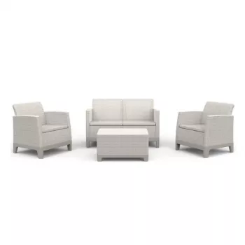 Set de mobilier de grădină KETER Scandi Forma 2 Seater Set, gri pietriș/bej deschis