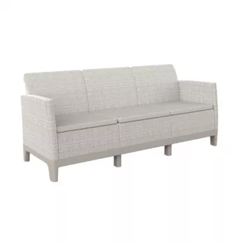 Canapea de grădină cu două locuri KETER Scandi Form 3 Seater Sofa, gri pietriș/bej deschis
