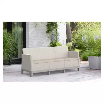 Canapea de grădină cu două locuri KETER Scandi Form 3 Seater Sofa, gri pietriș/bej deschis