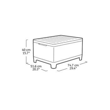 Masă de grădină/cutie de depozitare KETER Scandi Storage Table gri