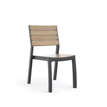 KETER Scaun de grădină Deco Corale aspect teak/gri