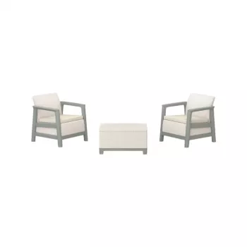 Set de mobilier de grădină KETER Scandi Linea Balcony Set, gri pietriș/verde salvie aspect piatră