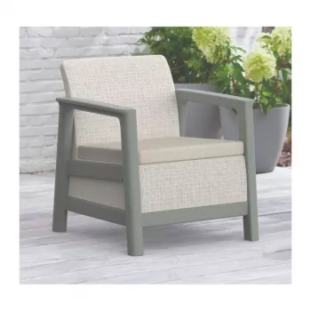 Set de mobilier de grădină KETER Scandi Linea Balcony Set, gri pietriș/verde salvie aspect piatră