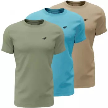 Tricou bărbați 4F M4481 set de 3 verde, albastru, bej 4FWSS26TTSHM4481 90S 5XL