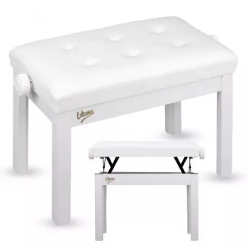 Banchetă pentru pian și keyboard V-TONE PB3 WH albă, imitație piele