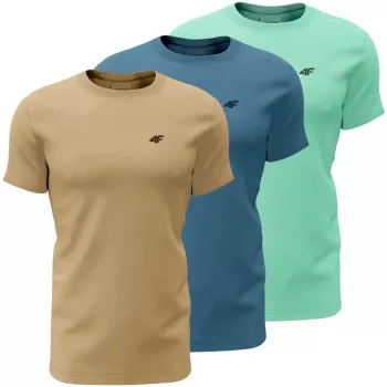 Tricou bărbați 4F M4481, set de 3, bej, albastru, mentă 4FWSS26TTSHM4481 91S S