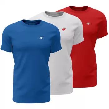 Tricou bărbați 4F M4482, set de 3, albastru, alb, roșu 4FWSS26TTSHM4482 90S 5XL