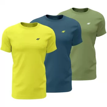 Tricou bărbați 4F M4217, set de 3, galben, albastru, verde 4FWSS26TTSHM4217 90S 5XL