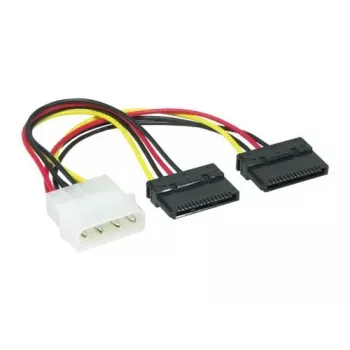 Cablu de alimentare SATA în Y EXSYS 4 pini Molex la 2x 15 pini SATA, 15 cm EX-K3611