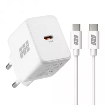 Set încărcător EFB Elektronik G301CE 30W USB-C GaN cu cablu USB-C de 2 m, alb