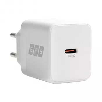 Set încărcător EFB Elektronik G301CE 30W USB-C GaN cu cablu USB-C de 2 m, alb