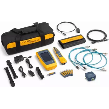 Kit tester de cabluri și rețea Ethernet industrial Fluke Networks LinkIQ Duo cu adaptoare M12, PoE, până la 10 Gb/s, Li-Ion, CAT 3-8 6029135