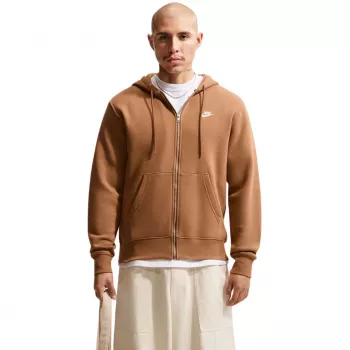 Hanorac cu fermoar integral Nike Club BB pentru bărbați, maro deschis, 2XL