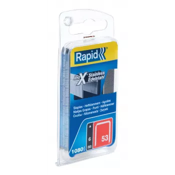Capse din sârmă fină RAPID TOOLS Type 53, 6 mm, oțel inoxidabil, pachet mic, pe carton cu orificiu euro, 1 buc. (40109509)