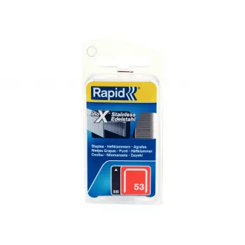 Capse din sârmă fină RAPID TOOLS Type 53, 6 mm, oțel inoxidabil, pachet mic, pe carton cu orificiu euro, 1 buc. (40109509)