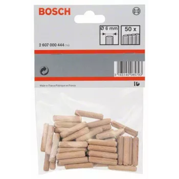 Dibluri din lemn Bosch, 6 mm x 30 mm, 50 bucăți, 2607000444
