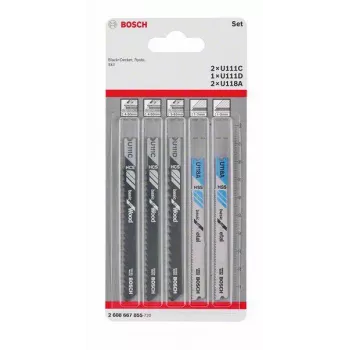 Set lame pentru ferăstrău pendular Bosch Accessories 2608667855 Basic pentru lemn și metal, 5 piese, coadă universală