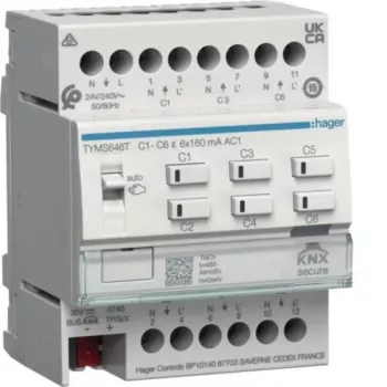 Actor de încălzire HAGER TYMS646T 6 canale KNX Secure
