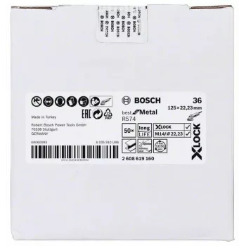 Disc fibros Bosch Best for Metal R574 125 mm X-LOCK granulație 36 2608619160