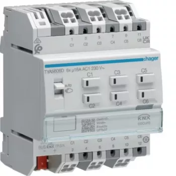 Hager TYAS606D KNX Secure actuator comutare/jaluzele 6/3 căi 16A sarcină C