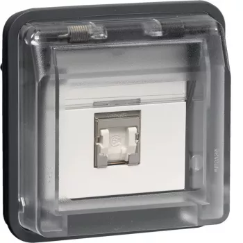 Priză de date UAE HAGER WNA226, 8 poli, ecranată, Cat.6 RJ45, alb