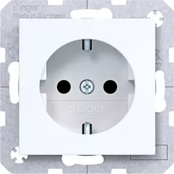 Priză Schuko HAGER WAS1400WG, montaj îngropat, borne cu șurub, 16 A, 250 V, alb pur