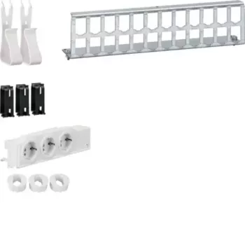 HAGER UM00M4 Multimedia Field Kit with 3 Schuko Sockets and 12 RJ45 Ports, White