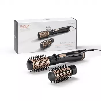 Uscător de păr cu aer cald și perie rotativă dublă BaByliss Big Hair, 1000 W, negru/auriu