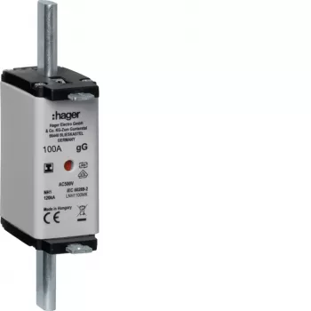 Fuzibil HAGER LNH1100MK NH1C, 100 A, 500 V, gG, cu indicator superior, nedemontabil