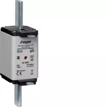 Fuzibil HAGER LNH2080MK NH, 80 A, 500 V, gG, mărimea 2C, cu indicator