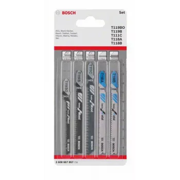 Set de lame de ferăstrău pendular Bosch Accessories 2608667857 pentru lemn și metal Basic, 5 piese, coadă T