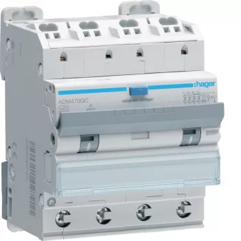 Întrerupător diferențial cu protecție Hager ADM470QC 4P 6kA C20 30mA tip A Quick Connect