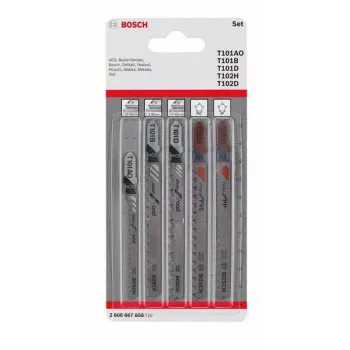 Set de lame de ferăstrău pendular pentru lemn și materiale plastice Bosch, 5 piese, coadă T (2608667858)
