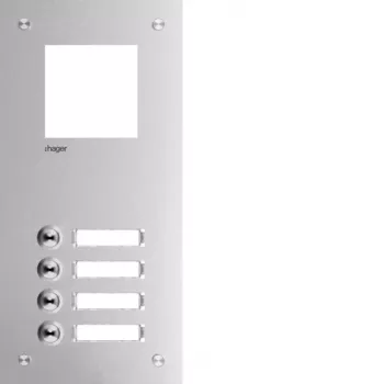 Placă frontală interfon Hager RTQ104X, 4 butoane, aluminiu