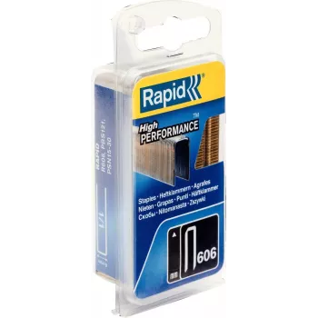 Capse RAPID TOOLS tip 606 cu coroană îngustă, 12 mm, pachet mic, sârmă de oțel galvanizat, suprafață rășinoasă, 1 bucată 40109527