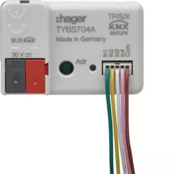 Intrare binară KNX Hager TYBS704A cu 4 canale, montaj îngropat