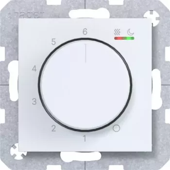 Termostat de cameră Hager WAN5011WM 230V 15W buton rotativ/buton, încălzire/răcire, alb polar