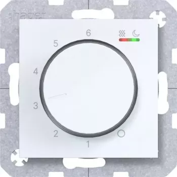 Termostat de cameră HAGER WAN5010WG 230V 16A buton rotativ cu buton, încălzire