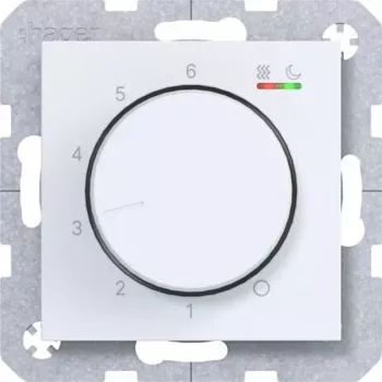 Termostat de cameră HAGER WAN5010WM 230V/16A buton rotativ/buton pentru încălzire