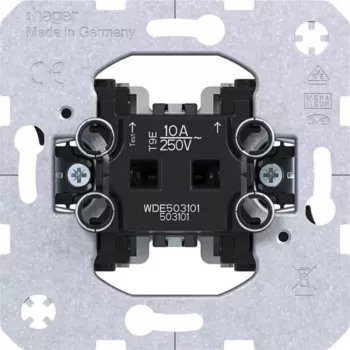 Inserție buton basculant Hager WDE503101 cu 2 contacte de semnalizare, 10 A, montaj îngropat