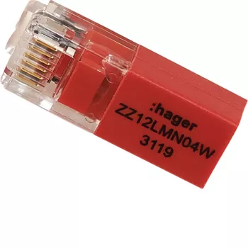 Rezistor de terminare Hager ZZ12LMN04W RJ12 pentru modul LMN, 120 Ohm