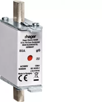 Fuzibil Hager LNH0080M NH000 500V gG 80A cu indicator combinat
