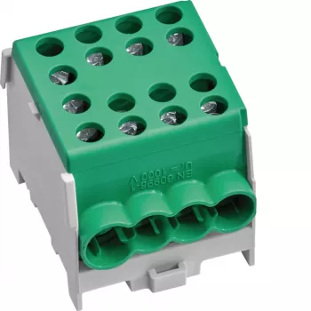 Bloc de borne de derivație pentru linie principală HAGER KH35E8, 1 pol, 10-35 mm², 125 A, verde