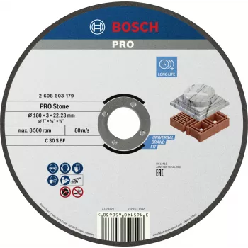 Disc de tăiere Bosch 180 mm, tip drept 41, pentru metal, 1 bucată 2608603179